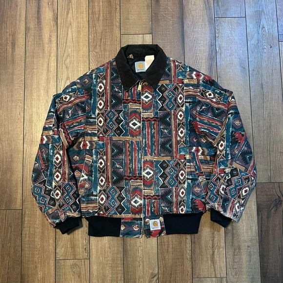 Carhartt Other - Vintage Carhartt JQ2472 Aztec All over print Santa Fe Jacket size Medium